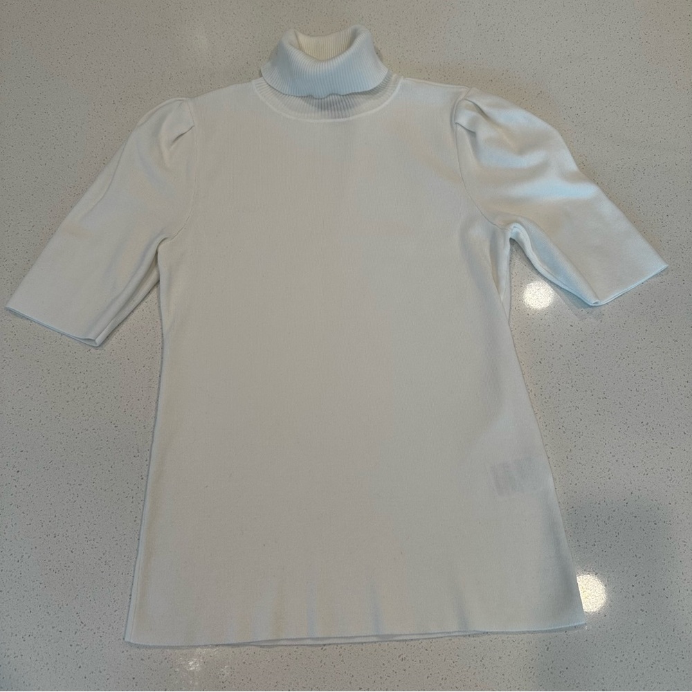 Turtleneck Short Puff Sleeve Top